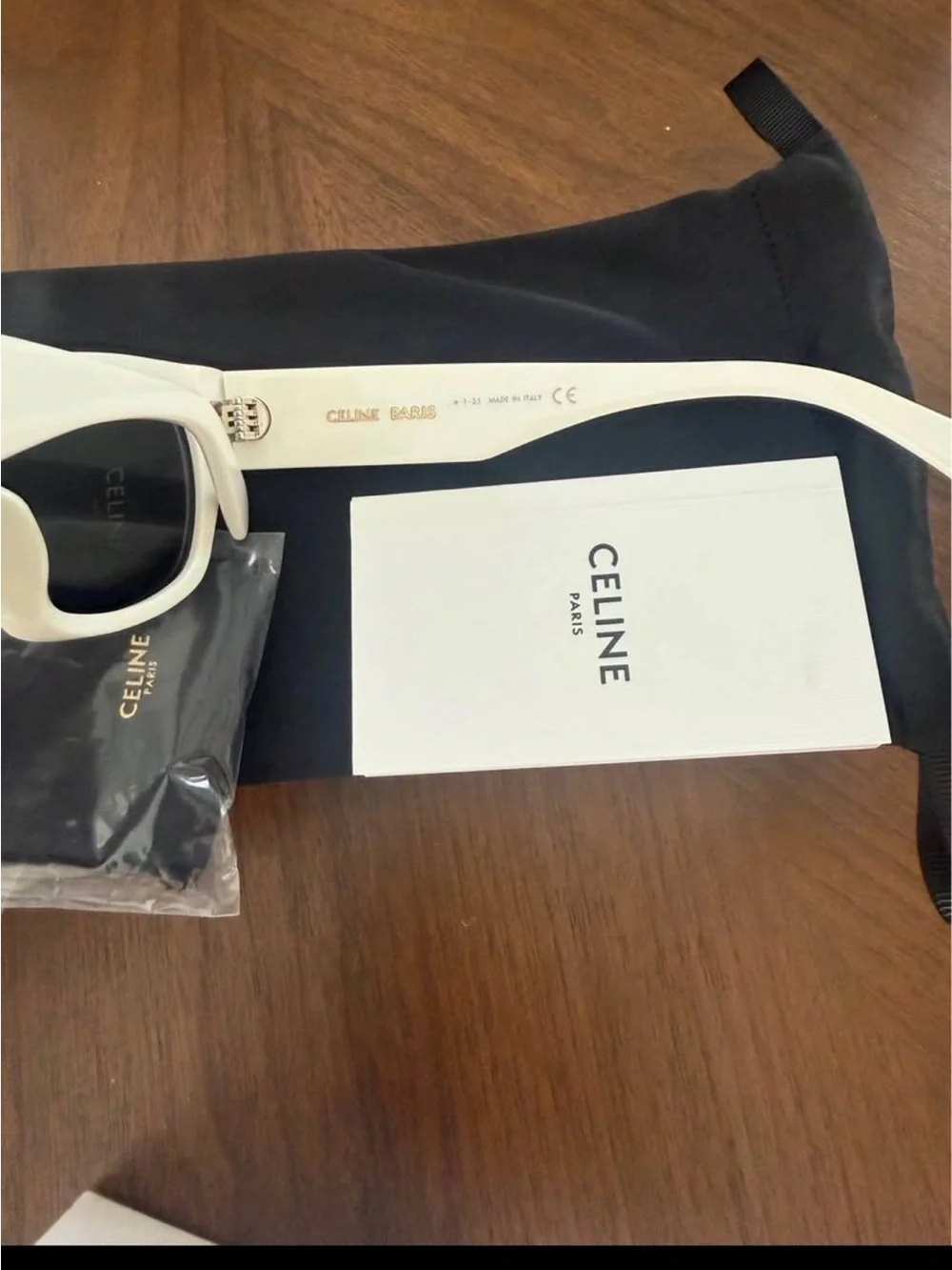 Celine White Cat-Eye Sunglasses with Dark Lenses